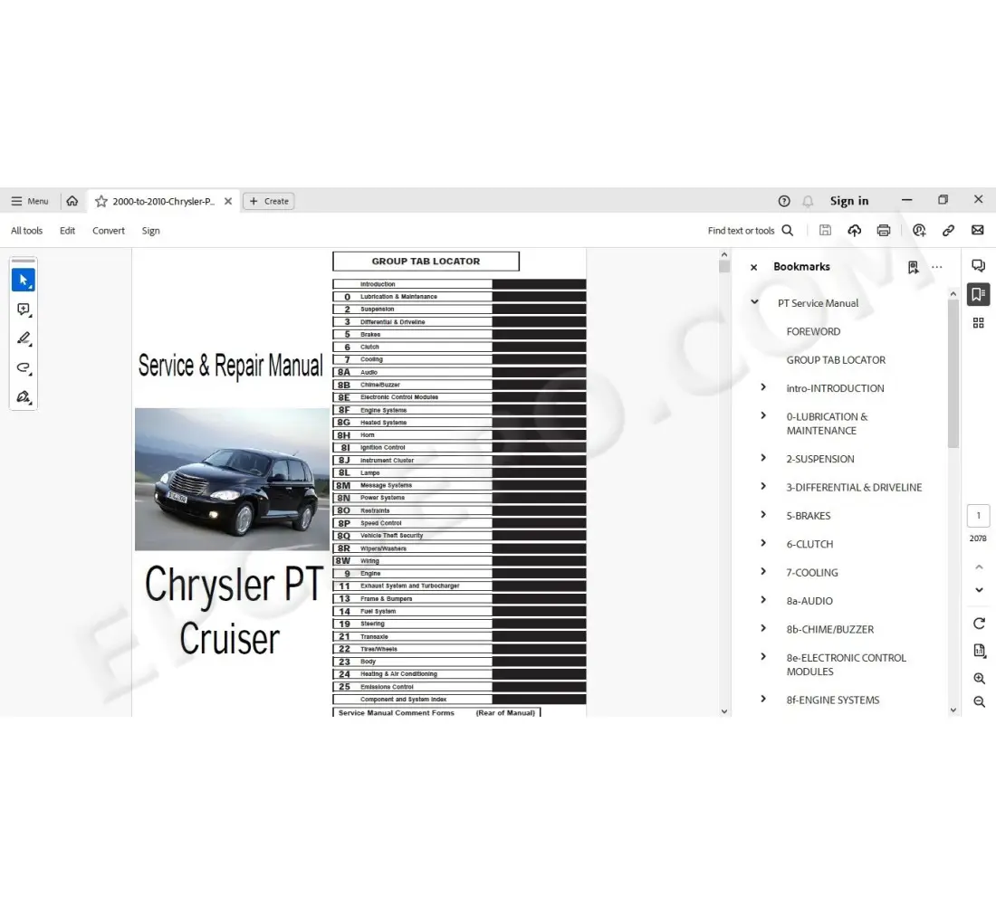 Chrysler PT Cruiser 2000 2010 service manual
